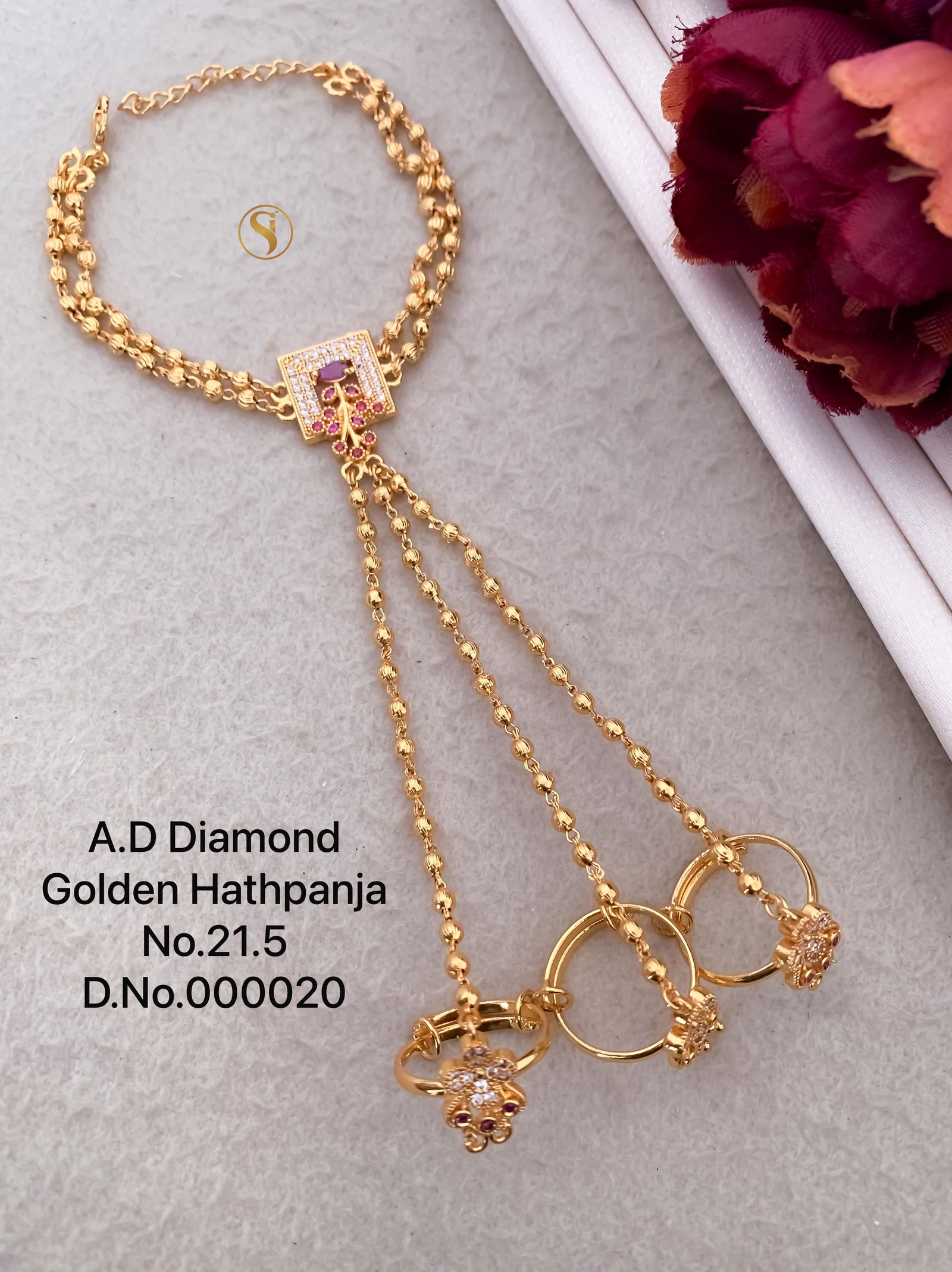 7 AD Diamond Designer Golden Hath Panja Wholesale Shop In Surat
